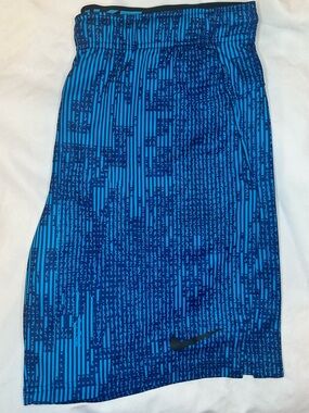 Nike Dri Fit Training Shorts Mens XL Blue Pattern Gym Workout Athletic
